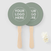 Clean Sage Green Logo Bedrijfsevenementen Branded Handwaaier (Voorkant en achterkant)