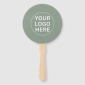 Clean Sage Green Logo Bedrijfsevenementen Branded Handwaaier (Voorkant)