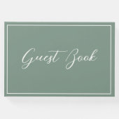 Clean Sage Green Script Kalligrafie Trouwen Gastenboek (Voorkant)