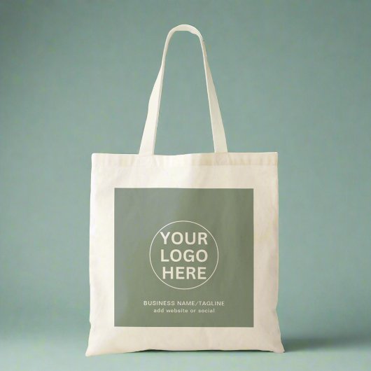 Clean Sage Groen Logo & Tekst l Promotie Branded Tote Bag