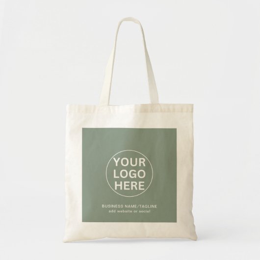 Clean Sage Groen Logo & Tekst l Promotie Branded Tote Bag (Voorkant)