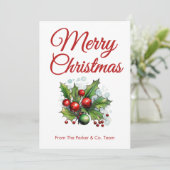 Clean Script Christmas-Kaart | Bedrijfsnaam toevoe Feestdagenkaart (Staand voorkant)