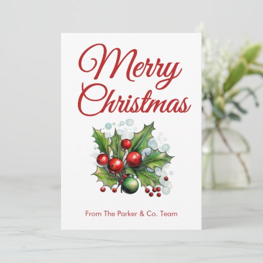 Clean Script Christmas-Kaart | Bedrijfsnaam toevoe Feestdagenkaart (Staand voorkant)