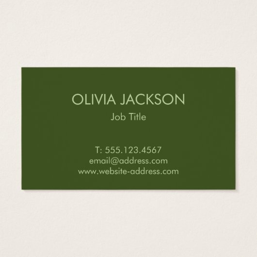 Clean Script Olijfgroen Neutraal Visitekaartje (Achterkant)