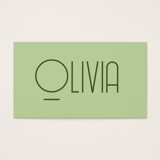 Clean Script Olijfgroen Neutraal Visitekaartje (Voorkant)