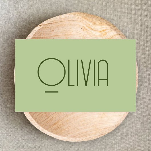 Clean Script Olijfgroen Neutraal Visitekaartje