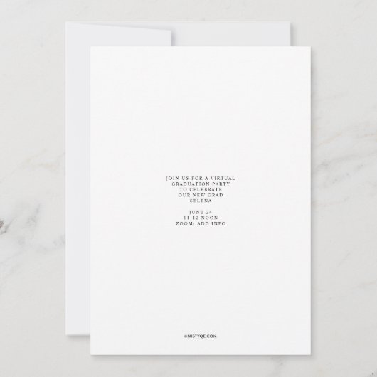 Clean Serif Afstuderen Invitation Kaart (Achterkant)