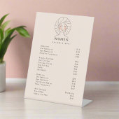 Clean Simple Blush Pink Salon & spa Prijslijst Reclamebord Met Voetstuk
