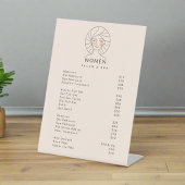Clean Simple Blush Pink Salon & spa Prijslijst Reclamebord Met Voetstuk