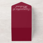 Clean simple Burgundy white wedding All In One Uitnodiging (Buitenkant)