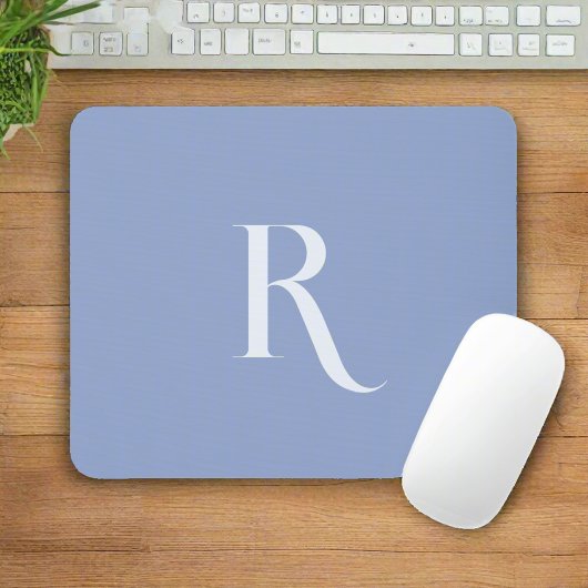 Clean Simple Monogram Initiaal Typografie Blauw Muismat