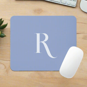 Clean Simple Monogram Initiaal Typografie Blauw Muismat