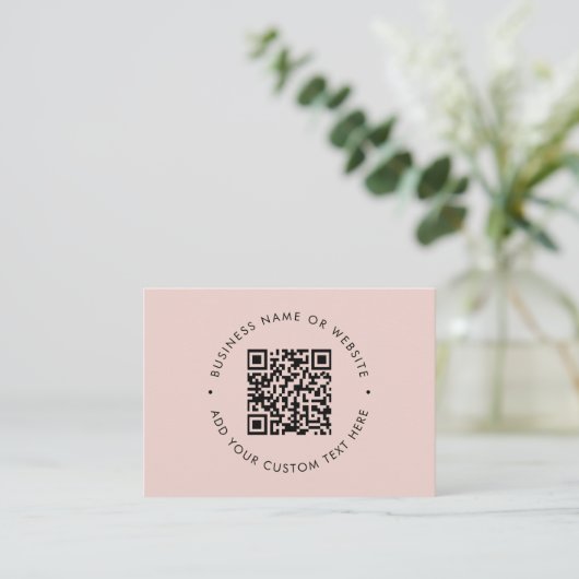Clean Simple QR Code Promotional Blush Pink Visitekaartje (Staand voorkant)