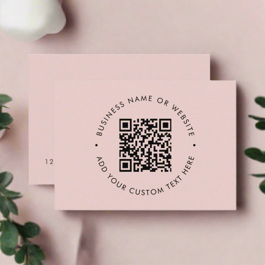 Clean Simple QR Code Promotional Blush Pink Visitekaartje