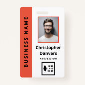 Clean Sinaasappel White Voeg je Logo Kantoor medew Badge (Voorkant)