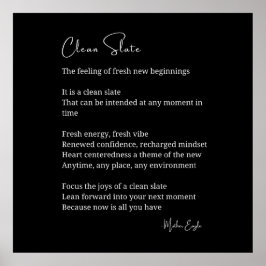 Clean Slate Nieuw Begin Inspirerend Gedicht Poster