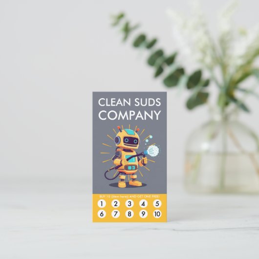 Clean Suds Wash Loyalty Punch Card (Staand voorkant)