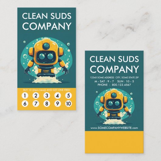 Clean Suds Wash Loyalty Punch Card (Voorkant / Achterkant)