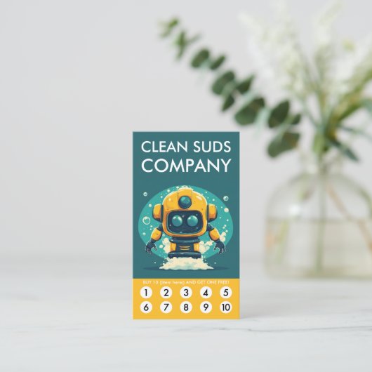 Clean Suds Wash Loyalty Punch Card (Staand voorkant)