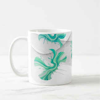 clean teal geometric shape with swirly background  koffiemok