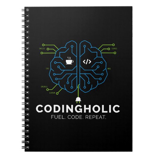 Clean Tech Brain Coding Notebook Design For Coders Notitieboek (Voorkant)