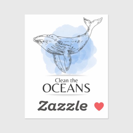 Clean the Oceans - whale watercolour design Sticker (Vel)