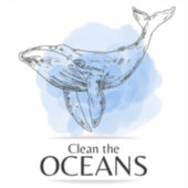 Clean the Oceans - whale watercolour design Sticker (Voorkant)