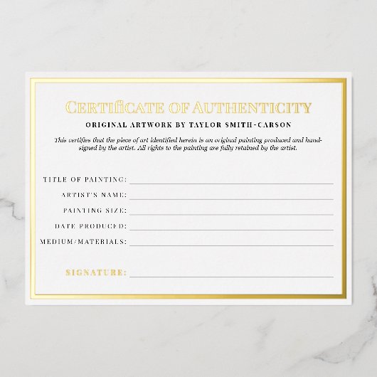Clean Timeless Certificate of Authenticity Folie Uitnodiging (Voorkant)