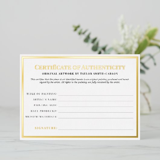 Clean Timeless Certificate of Authenticity Folie Uitnodiging (Staand Voorkant)