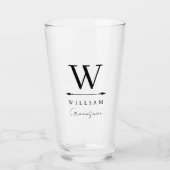 Clean Timeless Monogram Groomsman Glas (Voorkant)