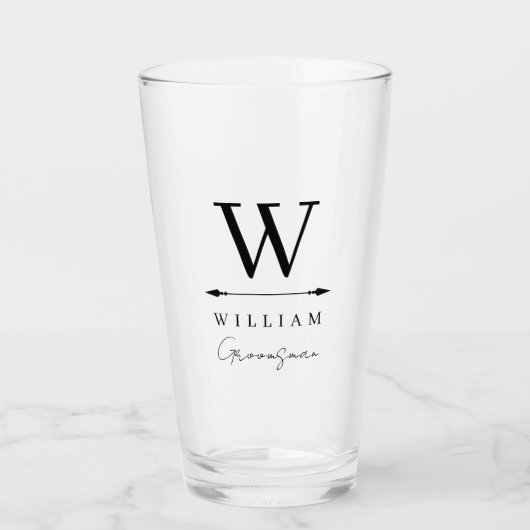 Clean Timeless Monogram Groomsman Glas (Voorkant)