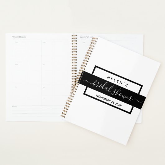 Clean White Black Vrijgezellenfeest Minimalist Pat Planner (Display)