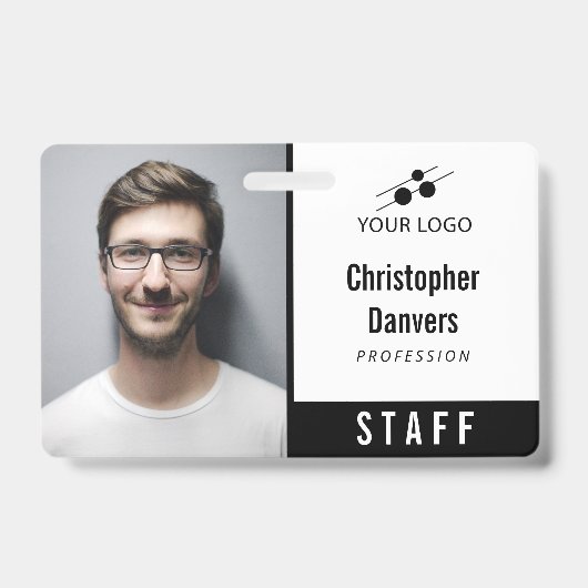 Clean White Employee ID Uw Logo toevoegen Badge (Voorzijde)