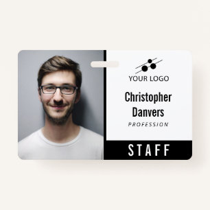 Clean White Employee-ID Voeg je Logo toe Badge