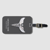 Clean White Gedetailleerde Caduceus Antraciet Medi Bagagelabel (Voorkant (horizontaal))