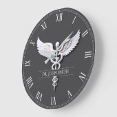 Clean White Gedetailleerde Medische Caduceus Antra Grote Klok (Hoek)