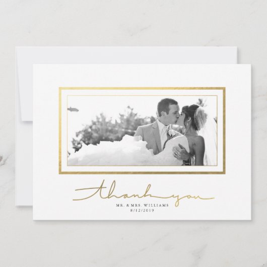 Clean White Gold Script Elegant Hartelijk dank! Bedankkaart (Voorkant)