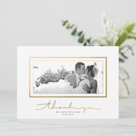 Clean White Gold Script Elegant Hartelijk dank! Bedankkaart (Staand voorkant)