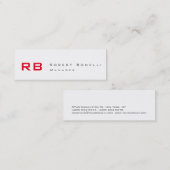 Clean White Red Monogram Skinny Visitekaartje (Voorkant / Achterkant)