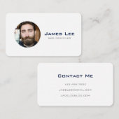 Clean White Simple Modern Photo Circle Visitekaartje (Voorkant / Achterkant)