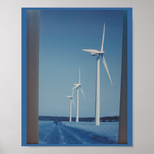 CLEAN Wind Energy Gaint Wheel Fan on Land Mountain Poster (Voorkant)