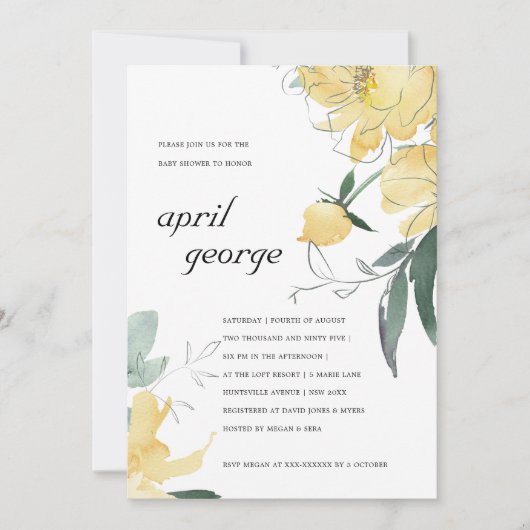CLEAN YELLOW GROENE BABY SHOWER INVITE BEDANKKAART (Voorkant)