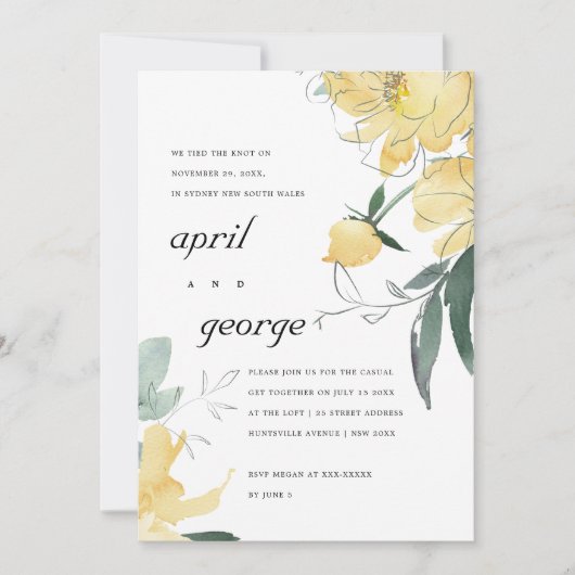 CLEAN YELLOW GROENE FLORAAL WE HEBBEN DE KNOT INVI BEDANKKAART (Voorkant)