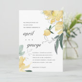 CLEAN YELLOW WATERVERF FLORAL WEDDING INVITE BEDANKKAART (Staand voorkant)