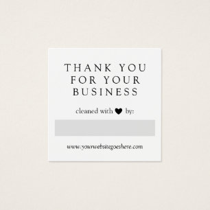 Cleaned With Love Grey Heart Thank You Business Vierkante Visitekaartjes