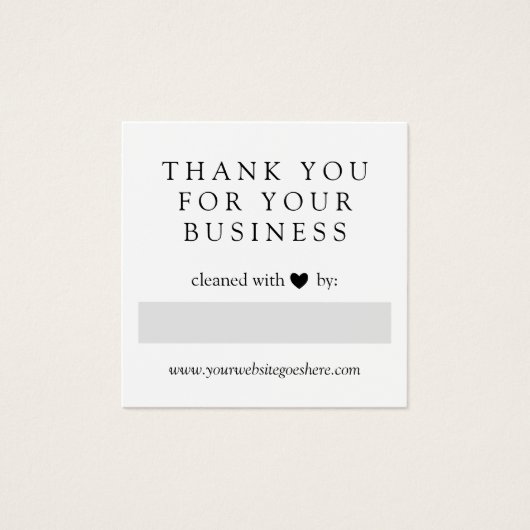 Cleaned With Love Grey Heart Thank You Business Vierkante Visitekaartjes (Voorkant)