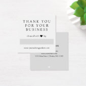 Cleaned With Love Grey Heart Thank You Business Vierkante Visitekaartjes (Bureau)