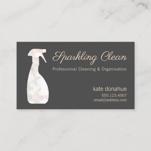 Cleaner Bokeh Spray Bottle House Cleaner Visitekaartje (Voorkant)
