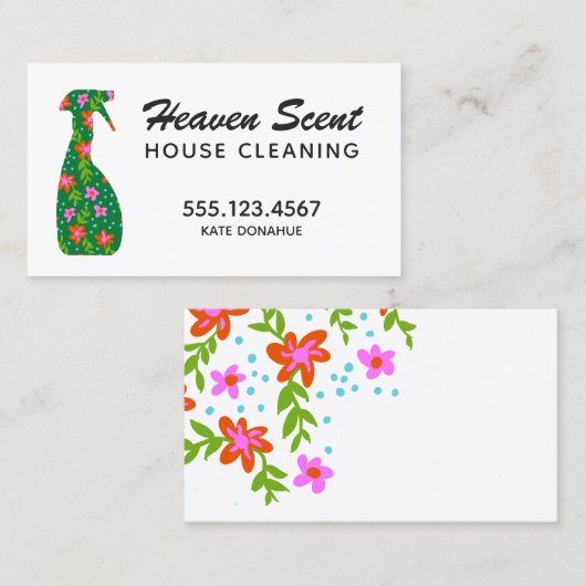 Cleaner Cleaner Service in Floral House Visitekaartje (Voorkant / Achterkant)