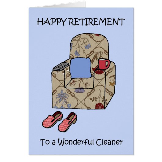 Cleaner Happy Retirement Cartoon Armstoel (Voorkant)